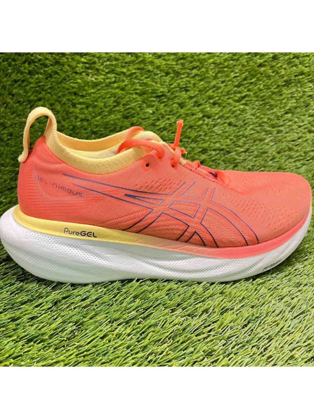 Asics Gel-Nimbus 25 Womens Size 8 Orange White Athletic Running Shoes Sneakers